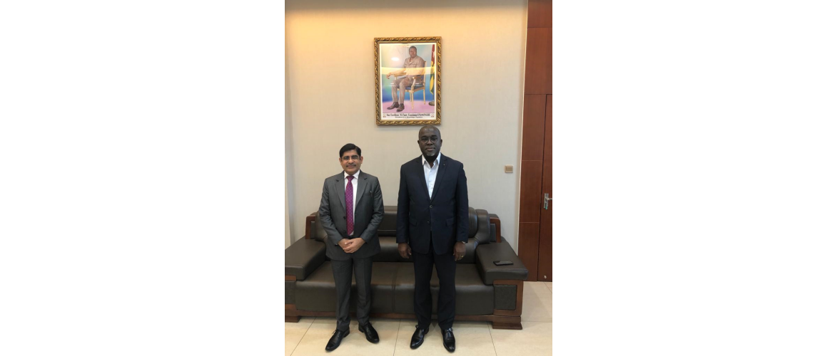  Ambassador Sanjiv Tandon met on October 07, 2021 Honourable Minister of Agriculture H.E. Mr. Antoine Lekpa Gbegbeni and discussed cooperation in the field of agriculture between the two countries.