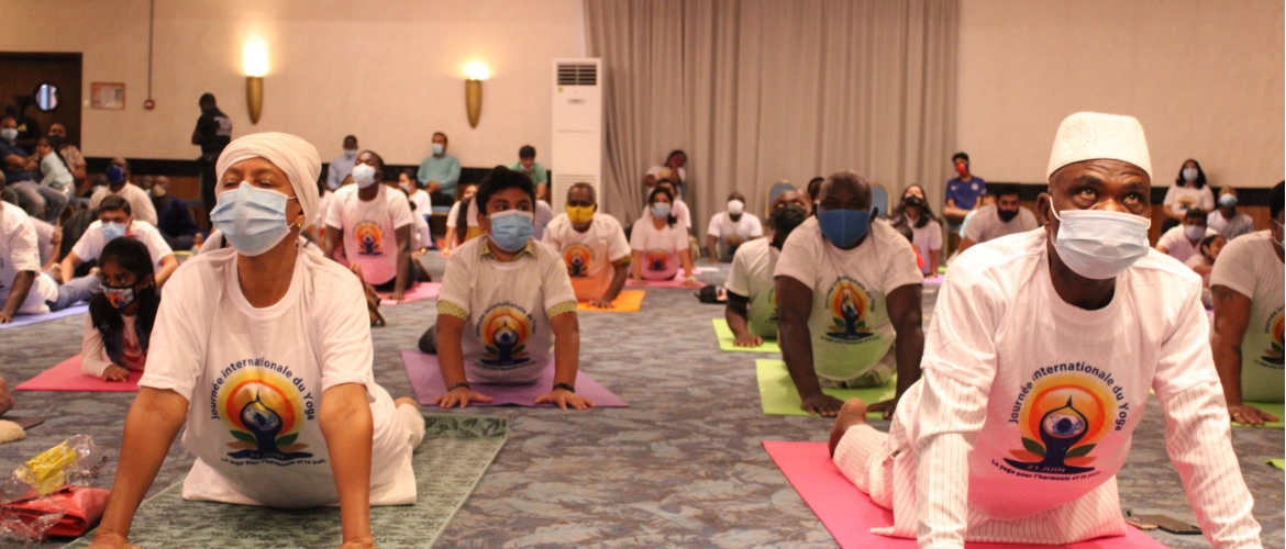  Celebrations of the 7th International day of Yoga, organized by the Embassy of India in Lomé, Togo on  21 June 2021